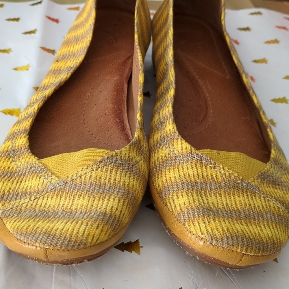 Naya River Ballet Boho Marigold Yellow Leather Fabric Mix Women's Flats Sz 10 - Picture 6 of 6